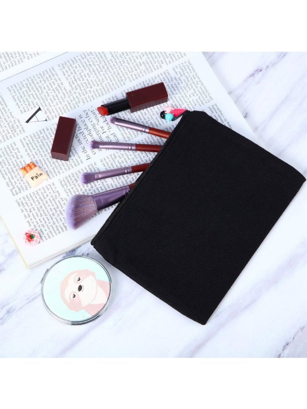 16 Pcs Black Canvas Zipper Pouch Set - Large Pencil Bags for School & Crafting - Picture 5 of 6